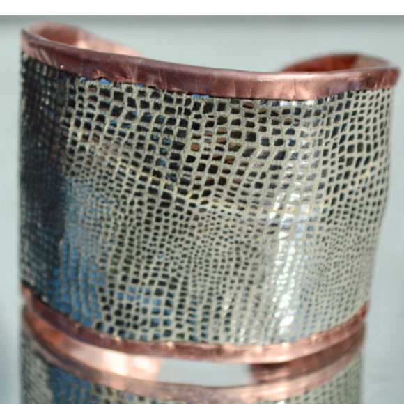 Silver Snake Skin Print Wide Copper Cuff Bracelet ONLY ENOUGH FOR ONE LEFT!!! - Picture 7 of 7